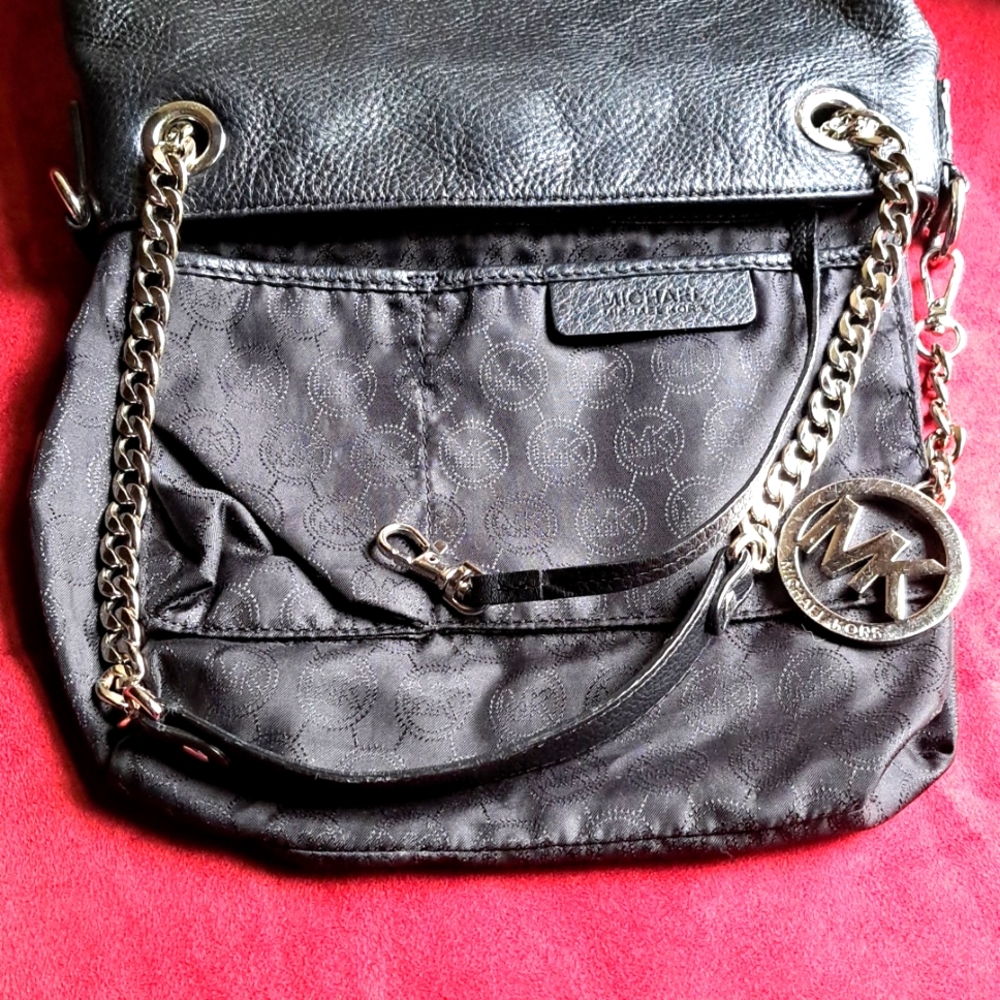 Michael Kors Black Pebble Leather SILVER Hardware Shoulder bag - Picture 7 of 16